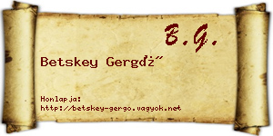 Betskey Gergő névjegykártya